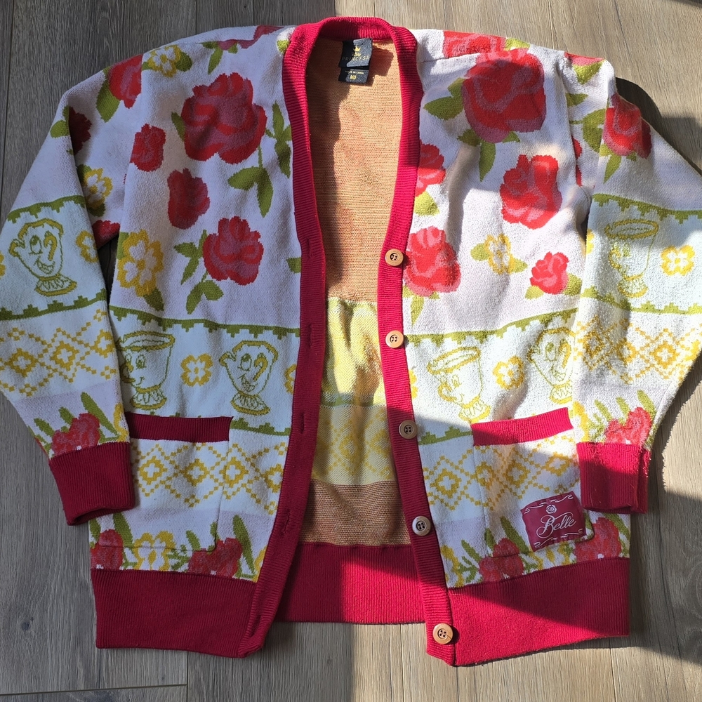 Floral Cardigan with Red Accents